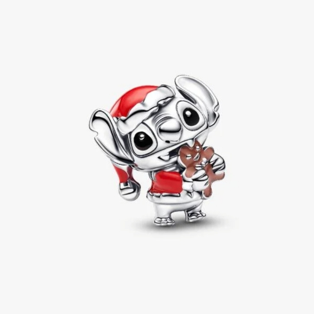 Stitch Disney Red and Silver Charm Pandora Santa Christmas Edition